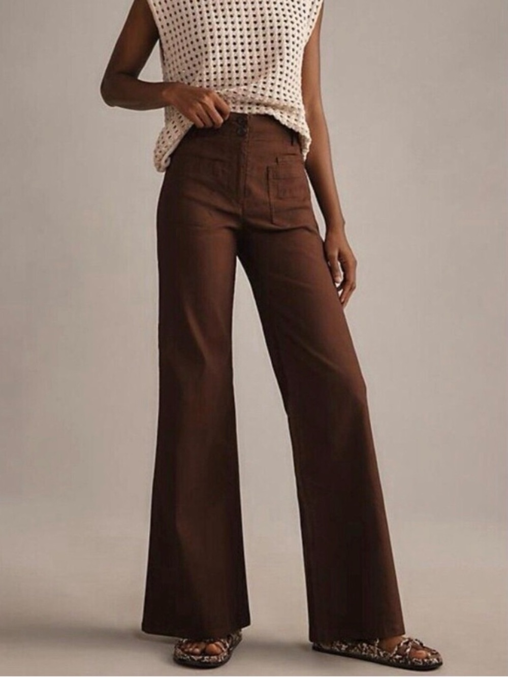 Anthropologie Maeve The Junie Wide Leg Brown Trouser Pants Women's 30